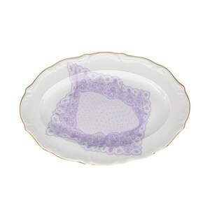 Plato ovalado de porcelana hecho a mano, con diseño inspirado en el encaje, para platos principales, aperitivos o uso decorativo, regalo de inauguración de la casa.