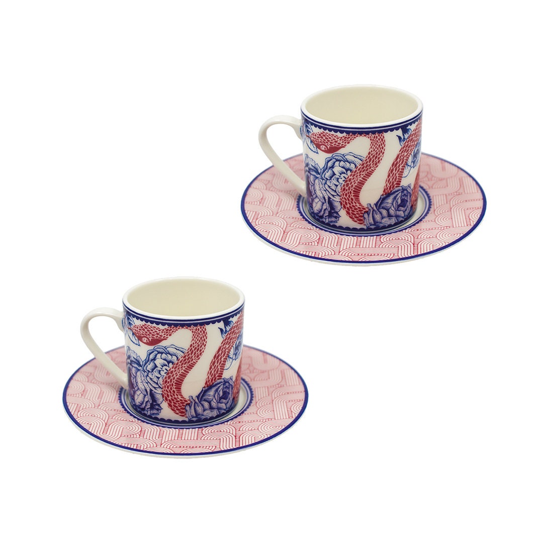 3 Oz 90 Ml Bone China Espresso Cups Set of 2 With an Etsy