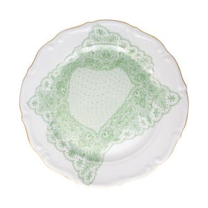 27 cm Vintage Porcelain Dinner Plate with Gold Rim - Handmade Screen Print Design - Elegant Tableware for Everyday Use or Wall Decor