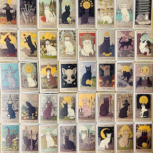 78 pcs Vintage Cat Style Tarot Stickers - Vinyl Cute Tarot Card Cat Stickers for Journaling, Witchy Decor, Mystic Gifts, Tarot Cat Deck Art