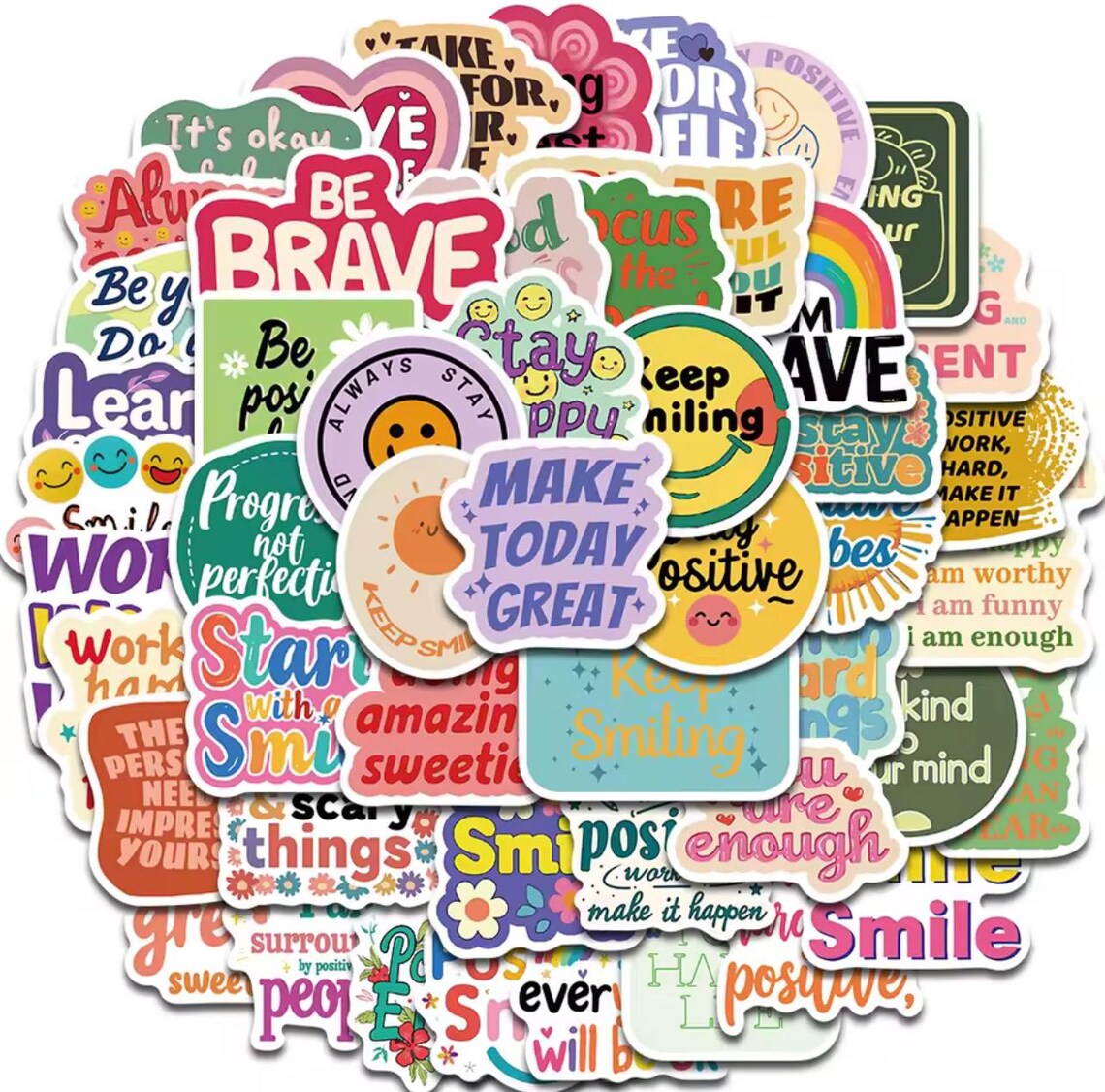 50 Pcs Positive Affirmation Stickers | Motivational, Mental Health ...