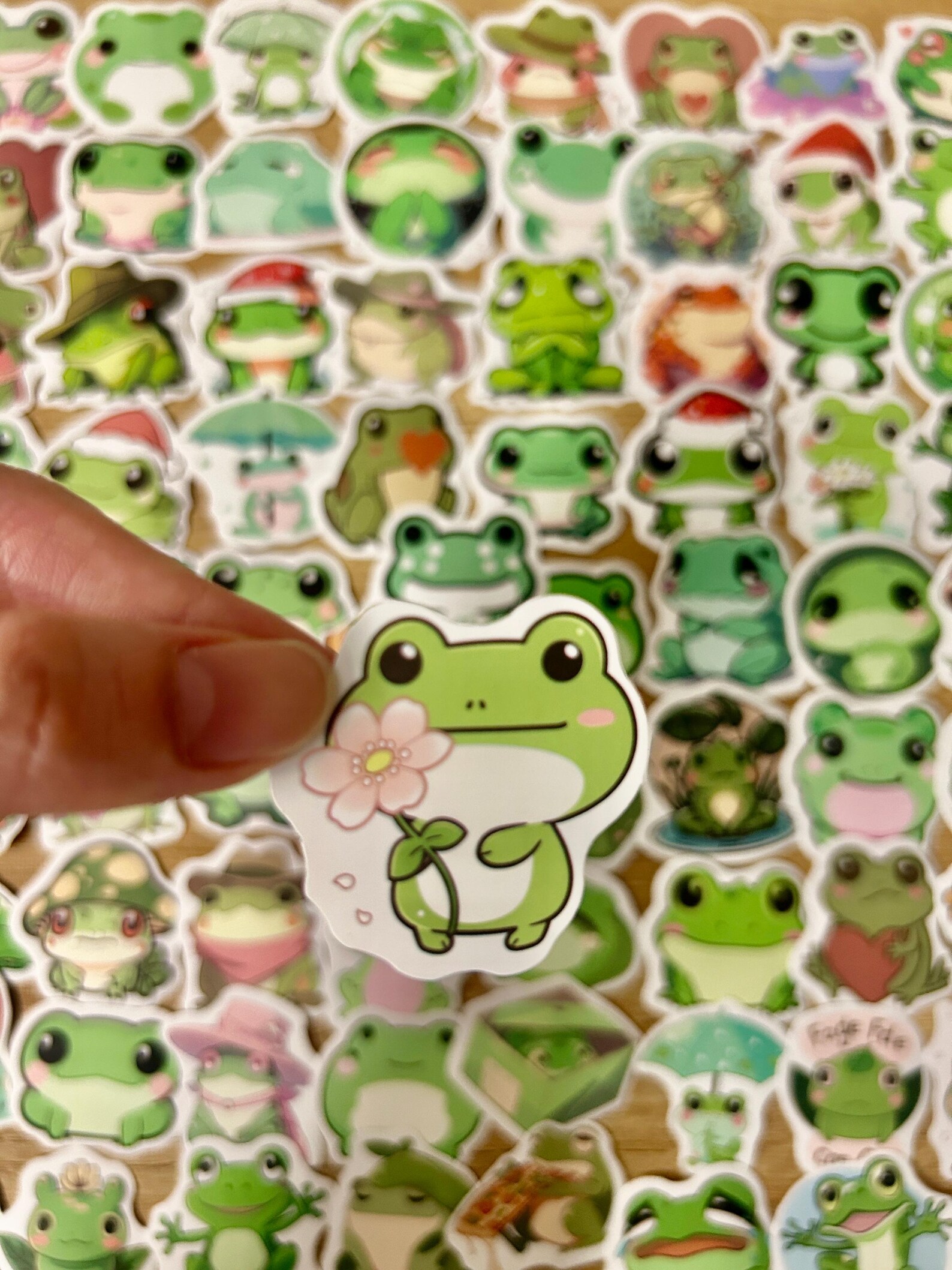 100 Pcs Cute Little Frog Stickers Pack - Cottagecore Kawaii Frog Vinyl ...