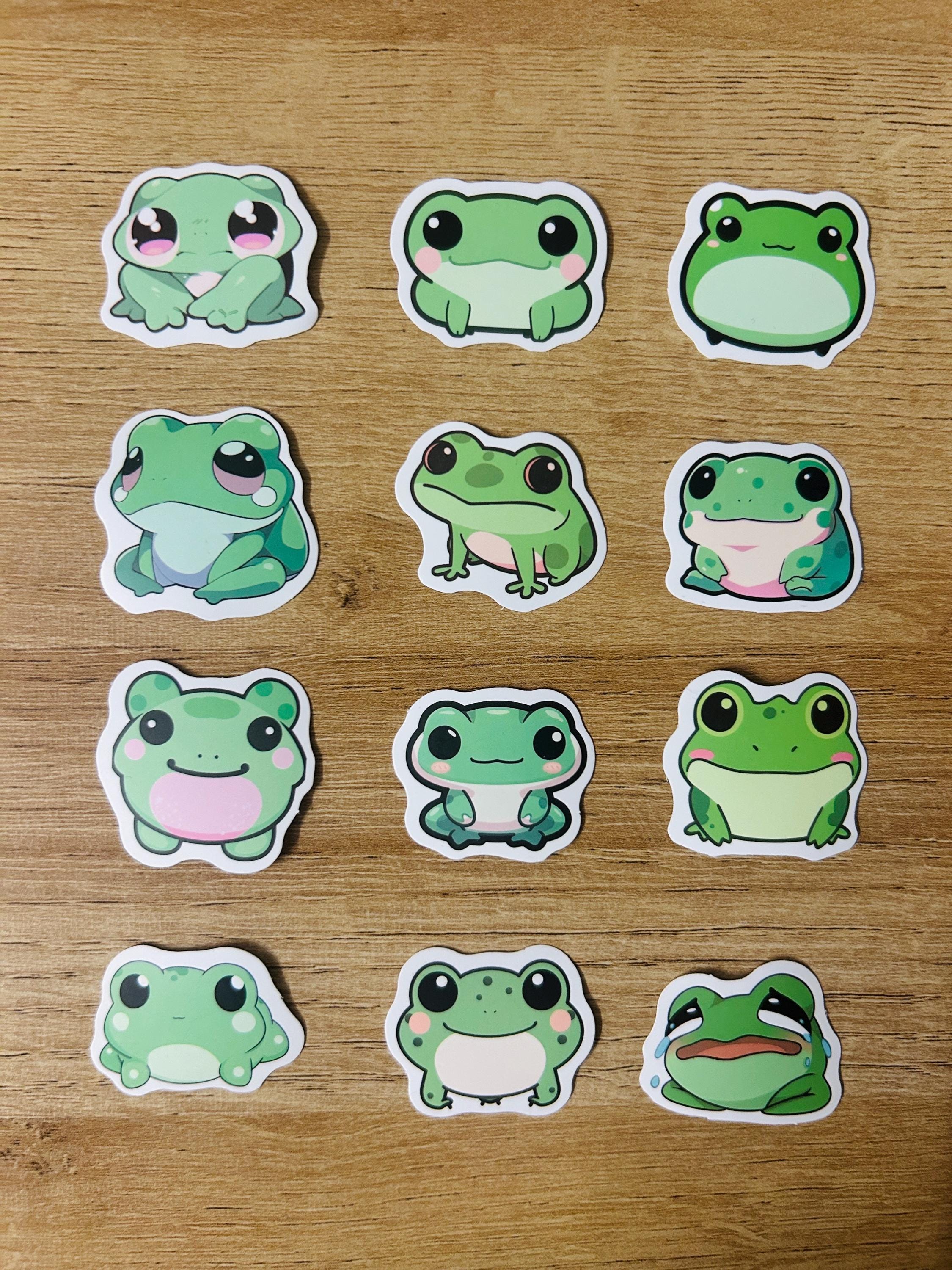 100 Pcs Cute Little Frog Stickers Pack - Cottagecore Kawaii Frog Vinyl ...