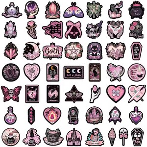 Black Pink Gothic Sticker Pack - Pink Witchy Aesthetic, Cute Occult, Tarot, Crystals, Coffin and Skeleton Stickers for Journals and Laptops image 5