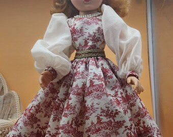 Querida toile roja Cissy u otro vestido de muñeca de 19-21 pulgadas.