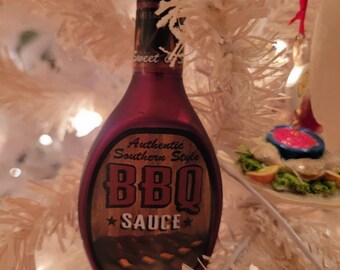 BBQ Barbecue Sauce Bottle Christmas Food Ornament