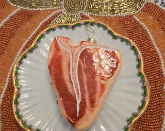T Bone Steak Raw Christmas Food Ornament