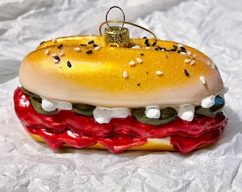 Rib Meat Barbecue Sandwich Christmas Food Ornament- Retired