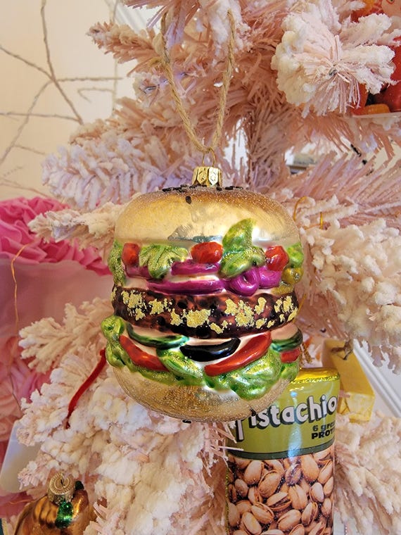 Ornament - Black - Hamburger Ornament - Black - Hamburger
