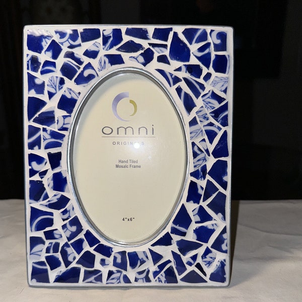 OMNI HAND TILED Mosaic picture frame mosaic tile picture frame photo frame easel frame wedding frame blue frame