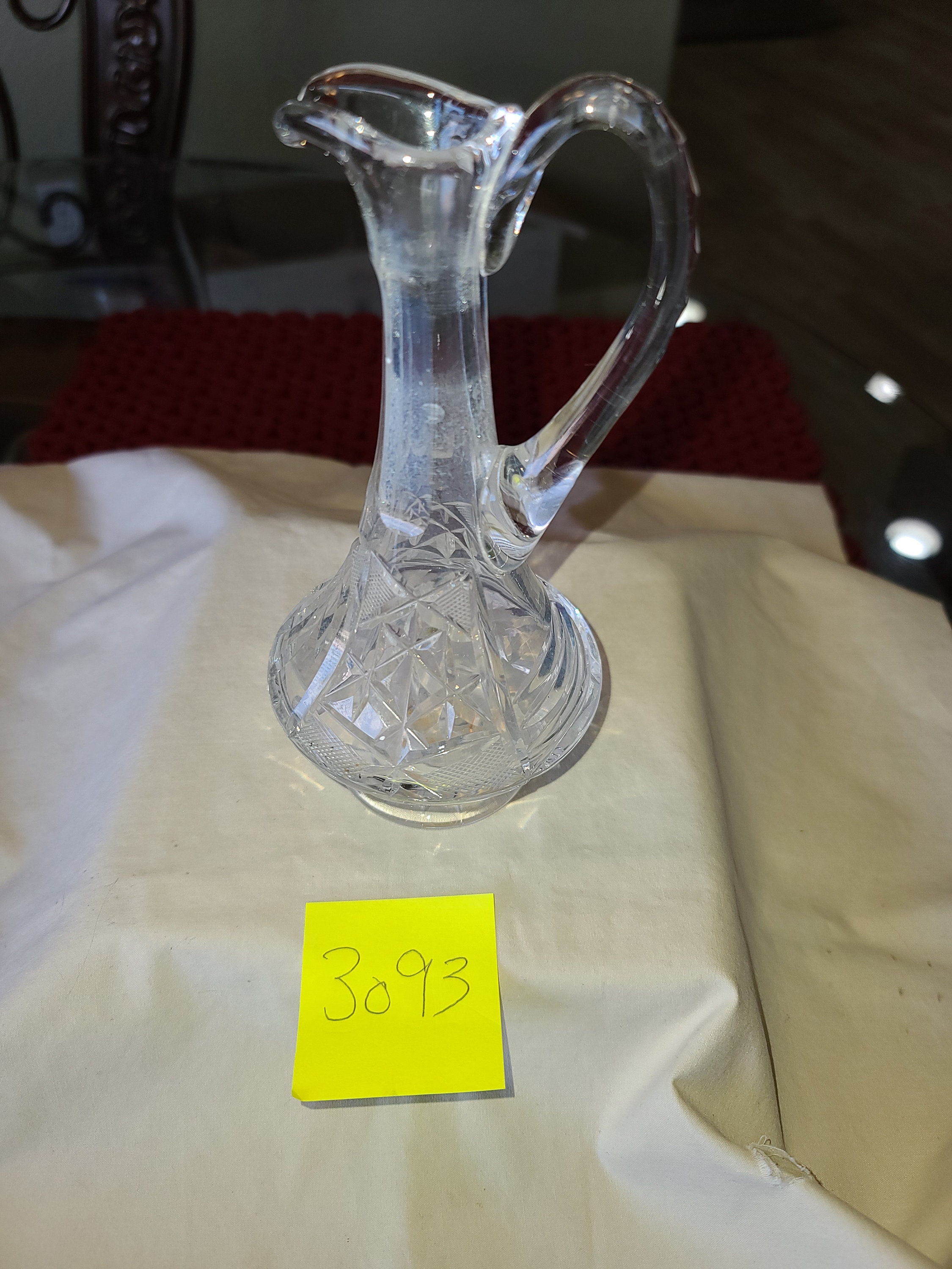 VINTAGE CRYSTAL SALAD Dressing Cruet Vinegar Cruet Collectable Glass Kitchen Cruet Oil Cruet