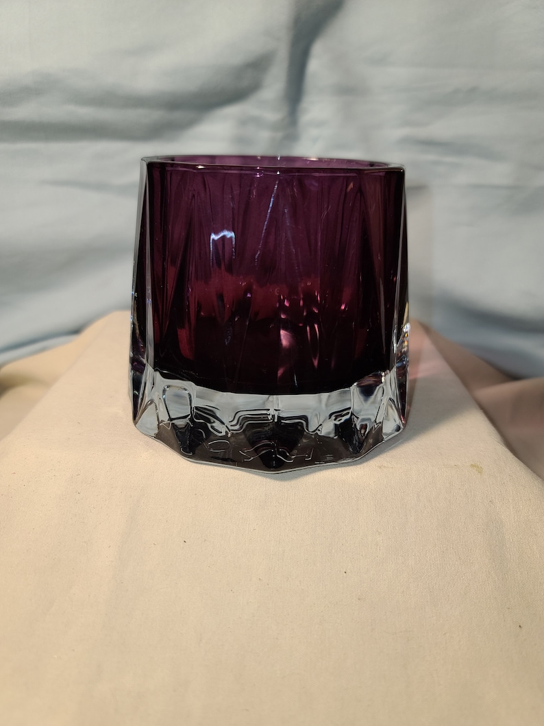 VINTAGE SET OF 2 Heavy Purple Glass Candle Holders Vintage Etsy