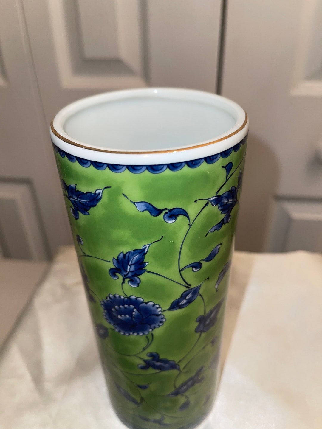 VINTAGE OTAGIRI JAPAN Vase Green Porcelain China Vase Home Decor Japan