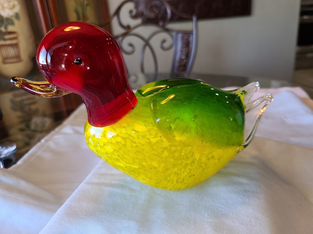 VINTAGE HANDBLOWN Glass Art Duck Sculpture Art Glass Duck Etsy