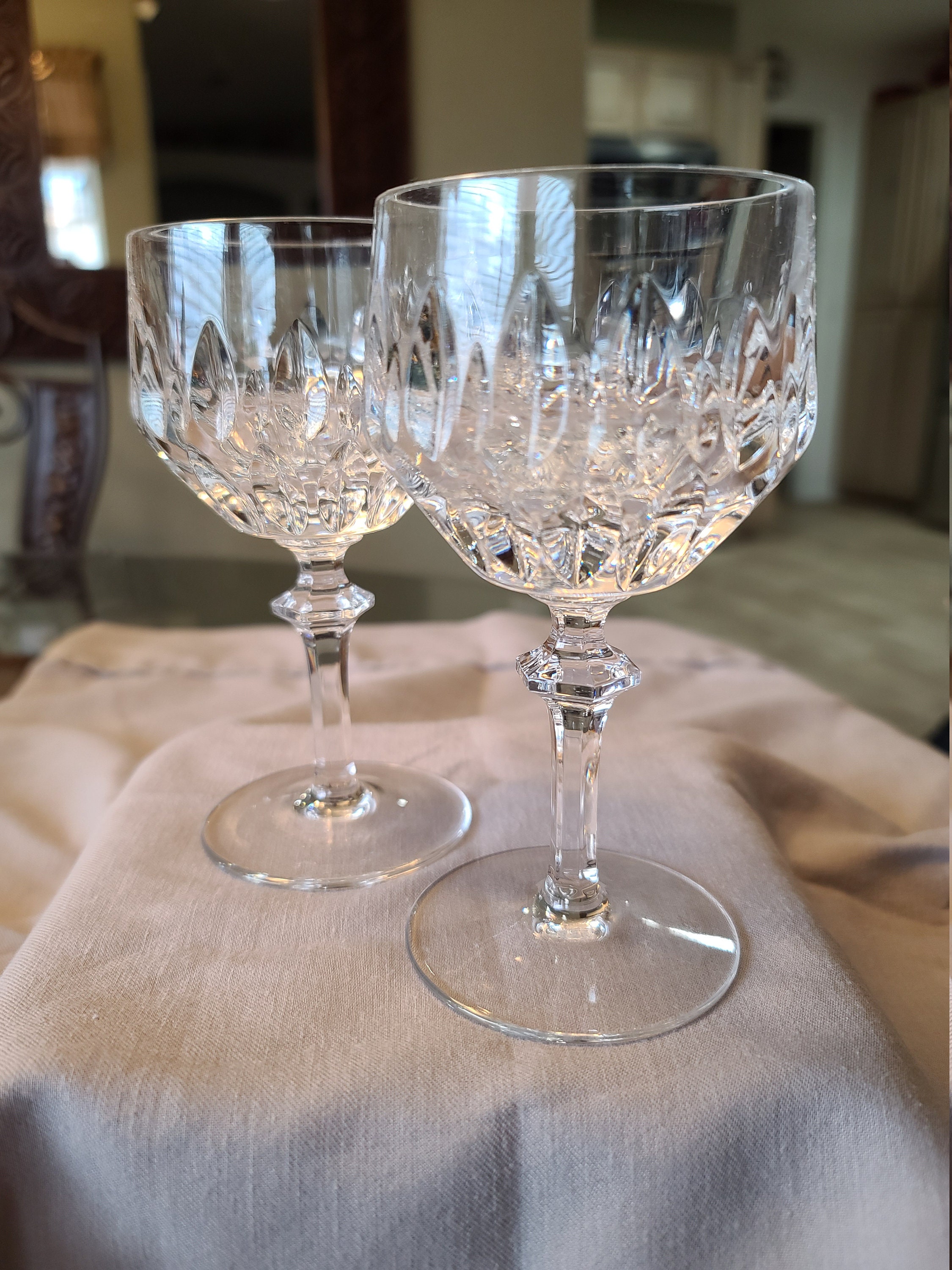 6 Cut Crystal Goblets Collectable Glassware Barware Vintage Etsy