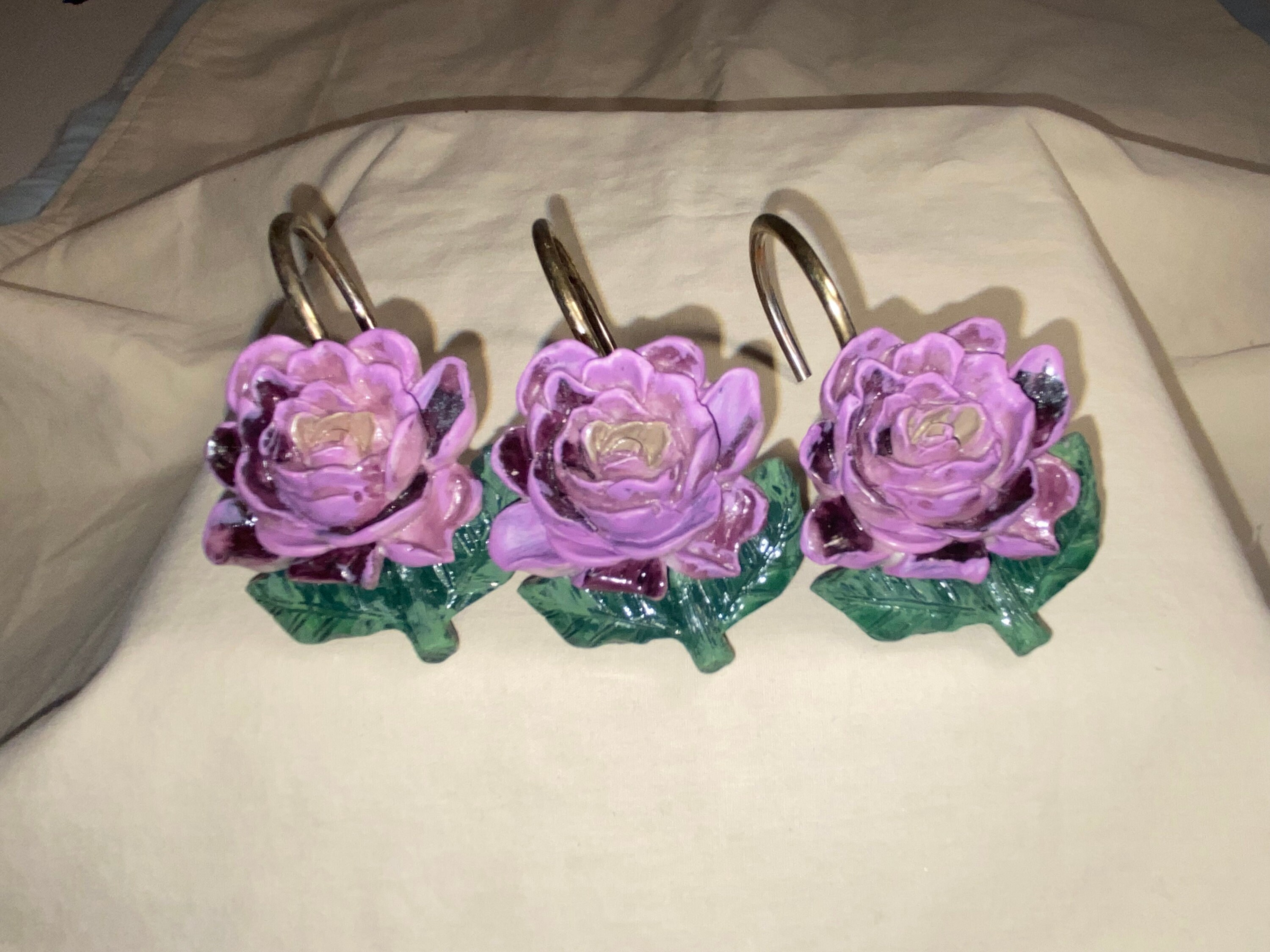 VINTAGE ROSE SHOWER Curtain Hooks Set of 12 Shower Hooks Etsy