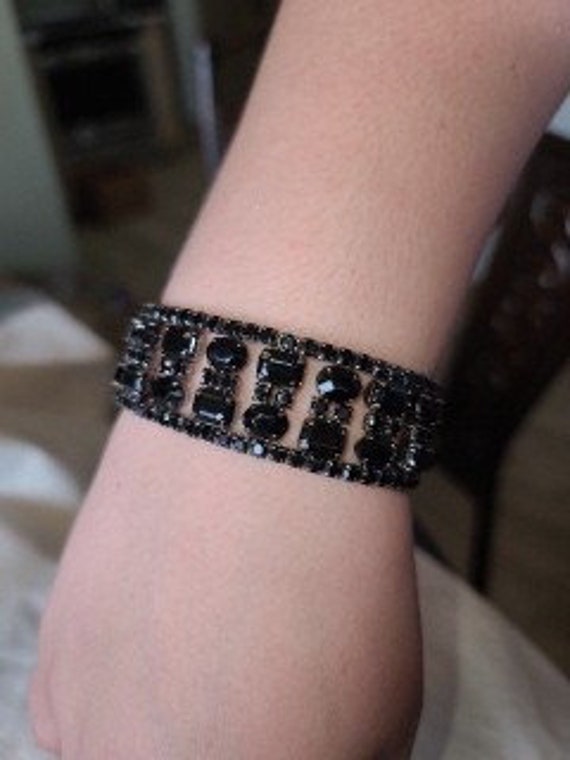 VINTAGE BLACK RHINESTONE Bracelet square rhineston