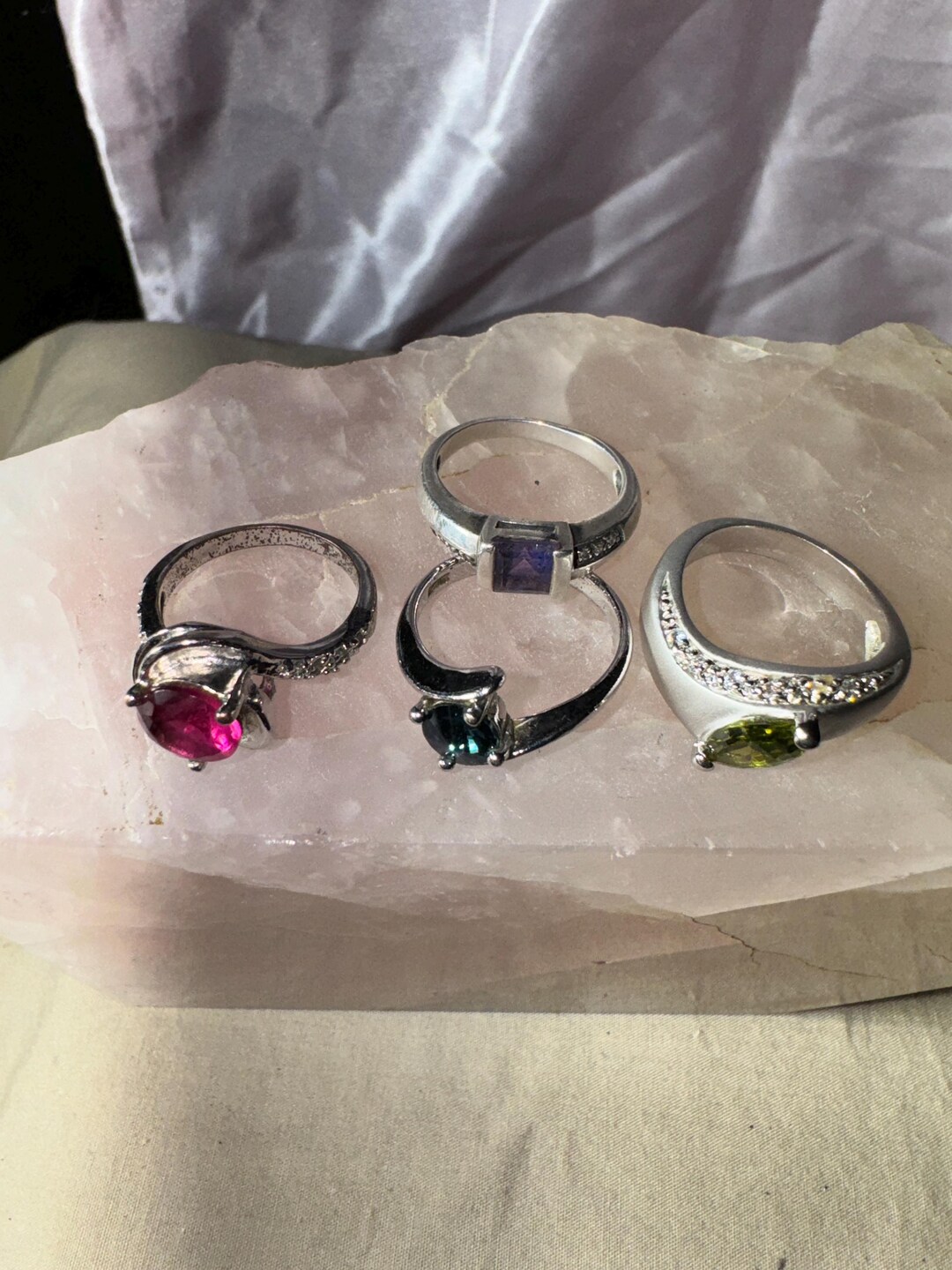 Multimarque Stone Rings MULTI RING LOT of 4 Gemstone Ring Lot Crystal Rings Birthstone Rings ...