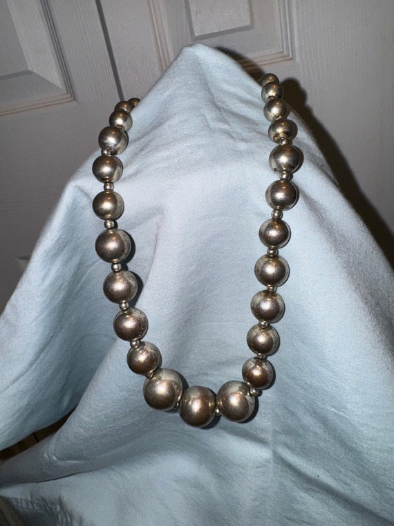 SILVER BEAD VINTAGE Necklace vintage beaded neckla