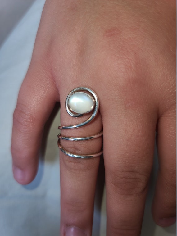 STERLING SILVER WRAP Moonstone ring sterling silv… - image 6