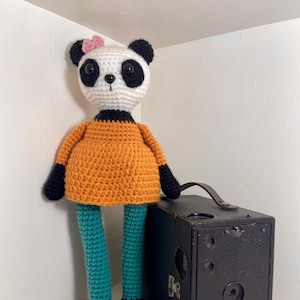 Hand crocheted Lady Panda Amigurumi Toy/ Gift for kids or Nursery
