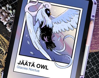 A4 Digital File for Print | Pantone Blue Owl | Spooky Artwork