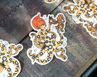 Sticker | Blue-Ringed Octopus Mermaid - Satin Soft Touch Matte