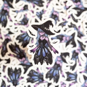 Adesivo | Bruxa de borboleta de Halloween assustadora e fofa - Soft Touch Matte