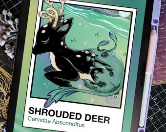 A4 Digital File for Print | Pantone Green Deer | Spooky Artwork