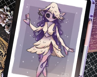 A4 Digital File for Print | Inky Cap Mushroom | Full Body Artwork