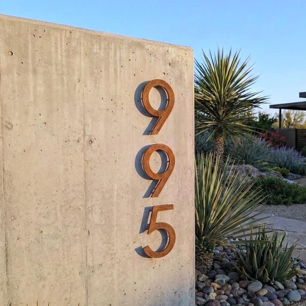 Modern Corten Steel House Numbers