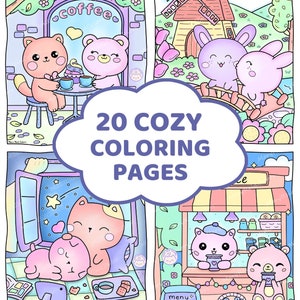 Kawaii Coloring Pages For Adults, Cute And Cozy Coloring Pages, Coloring Activity, Kawaii Printable, Cozy Printable, Cute Japanese Stuff