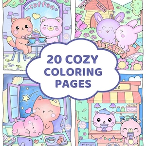 Kawaii Coloring Pages For Adults, Cozy Coloring Pages, Aesthetic Coloring Pages, Kawaii Printable, Japanese Kawai, Art Activities