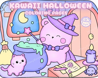 Kawaii Halloween Coloring Pages: Cozy Fall Printable (PDF Download)