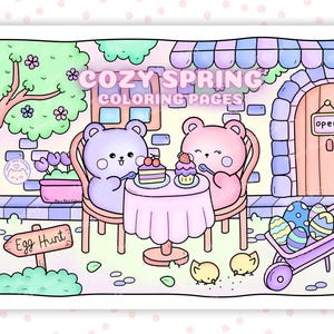 Kawaii Coloring Pages For Adults, Cute Printable Coloring Pages, Coloring Pages for Easter, Spring Activity sheet, Aesthetic Kawaii