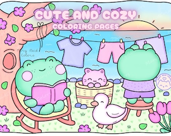 Kawaii Summer Coloring Pages, Cozy Printable, Stress Relief Activity (PDF)