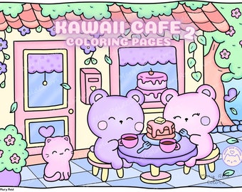 Cozy Cafe Coloring Book, Kawaii Printable Pages (PDF Download)