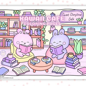 Kawaii Coloring Pages For Adults, Cozy Coloring Book, Aesthetic Coloring Pages, Cozy Illustrations, Kawaii Printable, Aesthetic Kawaii