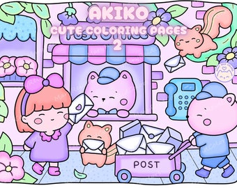 Wygodna kolorowanka, przytulne, kawaii strony cyfrowe dla dorosłych i dzieci (PDF)