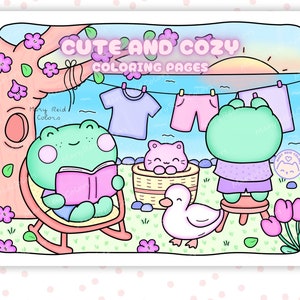 Kawaii Coloring Pages For Adults, Cute And Cozy Coloring Book, Cozy Coloring Pages, Cute Download, Kawaii Printable, Cute Art, Kawaii Art