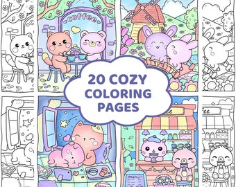 Kawaii Coloring Pages For Adults, Cute And Cozy Coloring Pages, Coloring Activity, Kawaii Printable, Cozy Printable, Cute Japanese Stuff