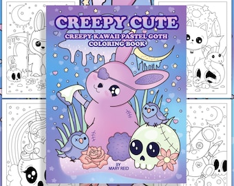 Libro para colorear kawaii espeluznante: Páginas imprimibles de estilo gótico pastel (PDF)