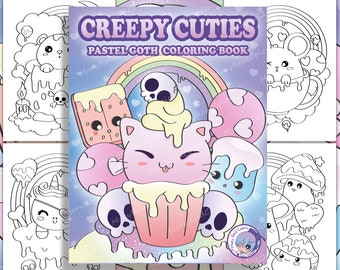 Creepy Kawaii Coloring Book, Goth Printable Pages (PDF)