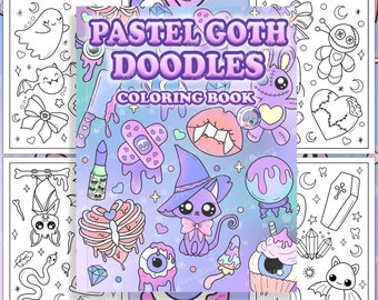 Creepy Kawaii Coloring Book: Pastel Goth Halloween Doodles (PDF)