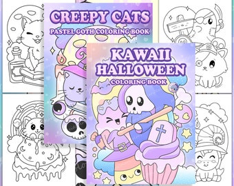 Spooky Kawaii Halloween Coloring Book Bundle: Pastel Goth Printable Pages (PDF)