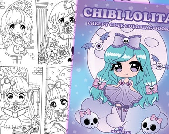 Chibi Witch Coloring Book: Creepy Kawaii Girl Halloween Printable Pages (PDF)