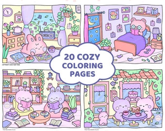 Cozy Coloring Book Bundle: Comfy Kawaii Printable Pages (PDF)