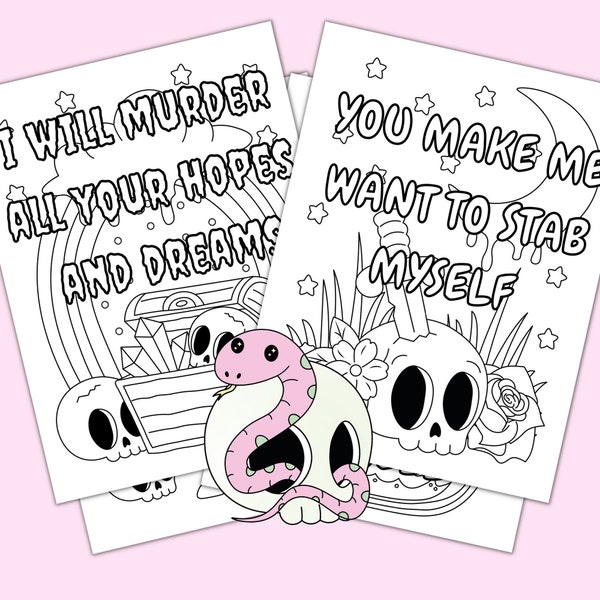 Pastel Goth Coloring Pages, Funny Coloring Pages, Gothic Coloring Pages, Sarcastic Quotes, Sassy  Quotes, Coloring Gift