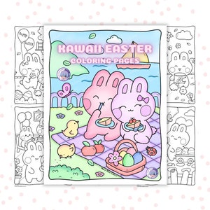 Kawaii Coloring Pages For Adults, Cozy Coloring Pages, Kawaii Easter Coloring Pages, Easter Activity Book, Kawaii Printable, Cute Printable