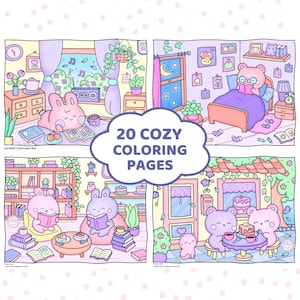 Kawaii Coloring Pages For Adults, Cozy Coloring Pages, Cute Coloring Pages, Kawaii Printable, Cute And Cozy, Cute Japanese Stuff, Kawaii Art